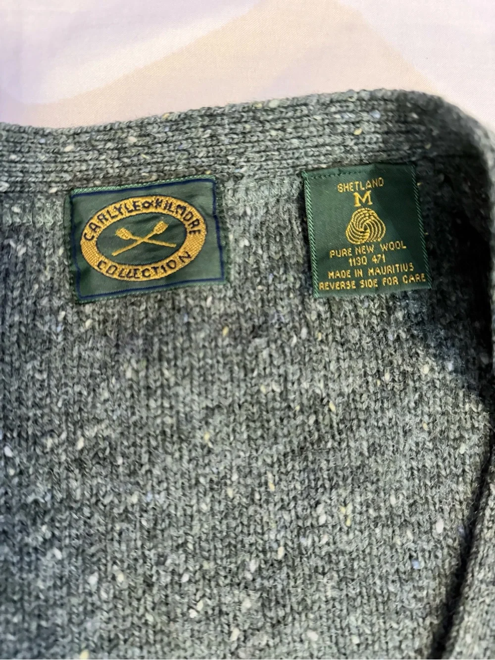 Vintage Carlyle Kilmore Men's Speckled Green Button-Front Cardigan Sweater